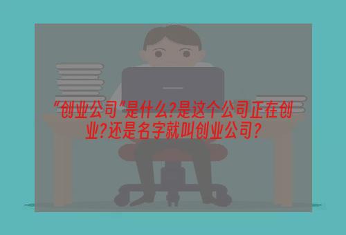 “创业公司”是什么?是这个公司正在创业?还是名字就叫创业公司？