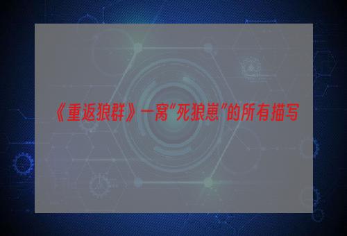 《重返狼群》一窝“死狼崽”的所有描写