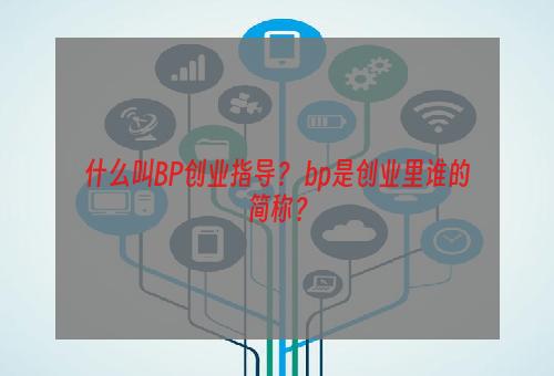 什么叫BP创业指导？ bp是创业里谁的简称？