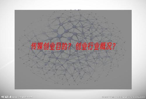传媒创业目的？ 创业行业概况？