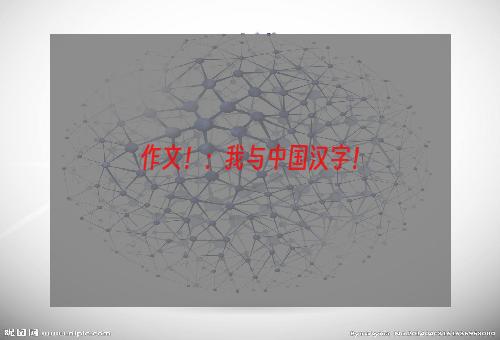 作文！：我与中国汉字！