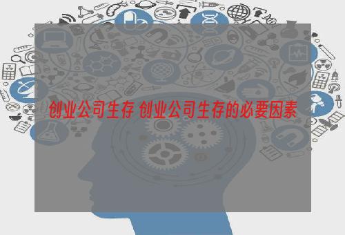 创业公司生存 创业公司生存的必要因素