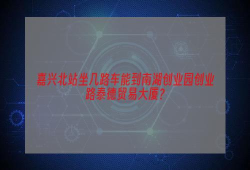 嘉兴北站坐几路车能到南湖创业园创业路泰德贸易大厦？