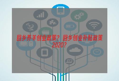 回乡养羊创业政策？ 回乡创业补贴政策2020？