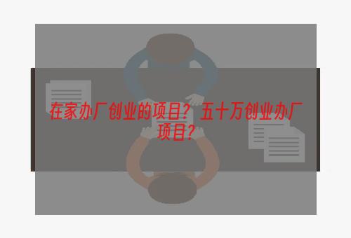 在家办厂创业的项目？ 五十万创业办厂项目？