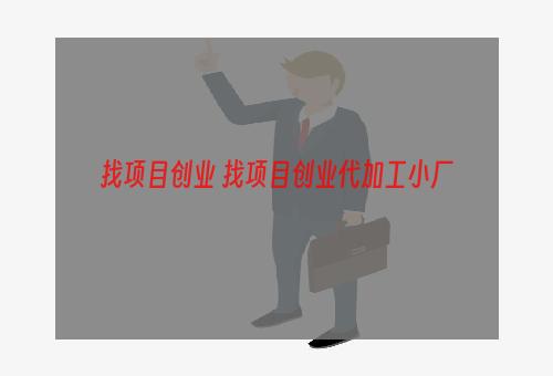 找项目创业 找项目创业代加工小厂