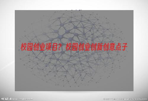 校园创业项目？ 校园创业创新创意点子