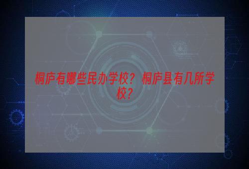 桐庐有哪些民办学校？ 桐庐县有几所学校？