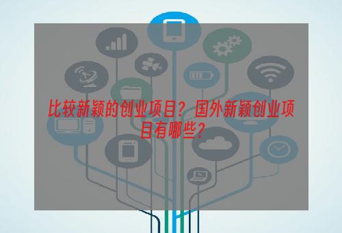 比较新颖的创业项目？ 国外新颖创业项目有哪些？