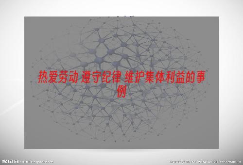 热爱劳动 遵守纪律 维护集体利益的事例