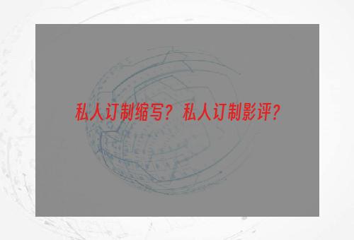 私人订制缩写？ 私人订制影评？