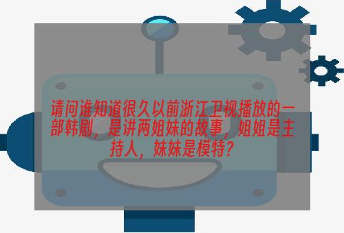 请问谁知道很久以前浙江卫视播放的一部韩剧，是讲两姐妹的故事，姐姐是主持人，妹妹是模特？