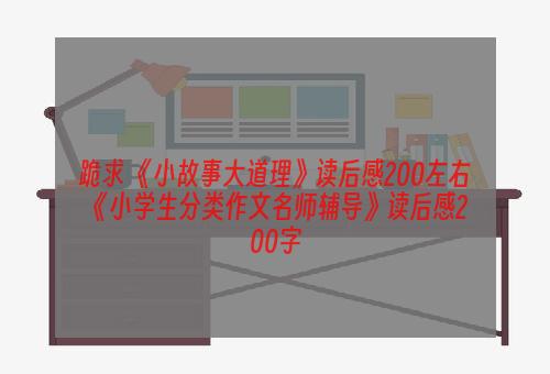 跪求 《小故事大道理》读后感200左右 《小学生分类作文名师辅导》读后感200字