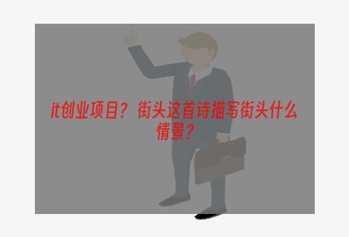 it创业项目？ 街头这首诗描写街头什么情景？